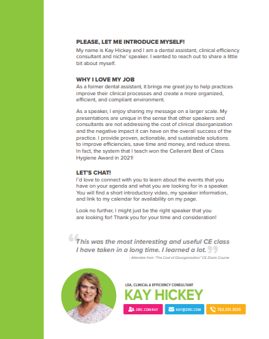 Gallery Photo of Kay Hickey, LDA, Clinical Efficiency Consultant